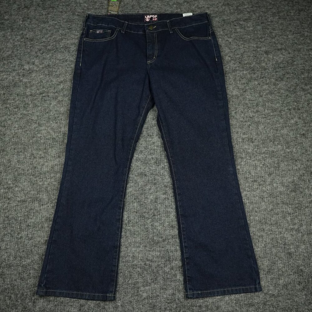 Lapco Fr Jeans Womens 16‎ Blue Workwear Contoured Waistband Mid Rise Boot Cut